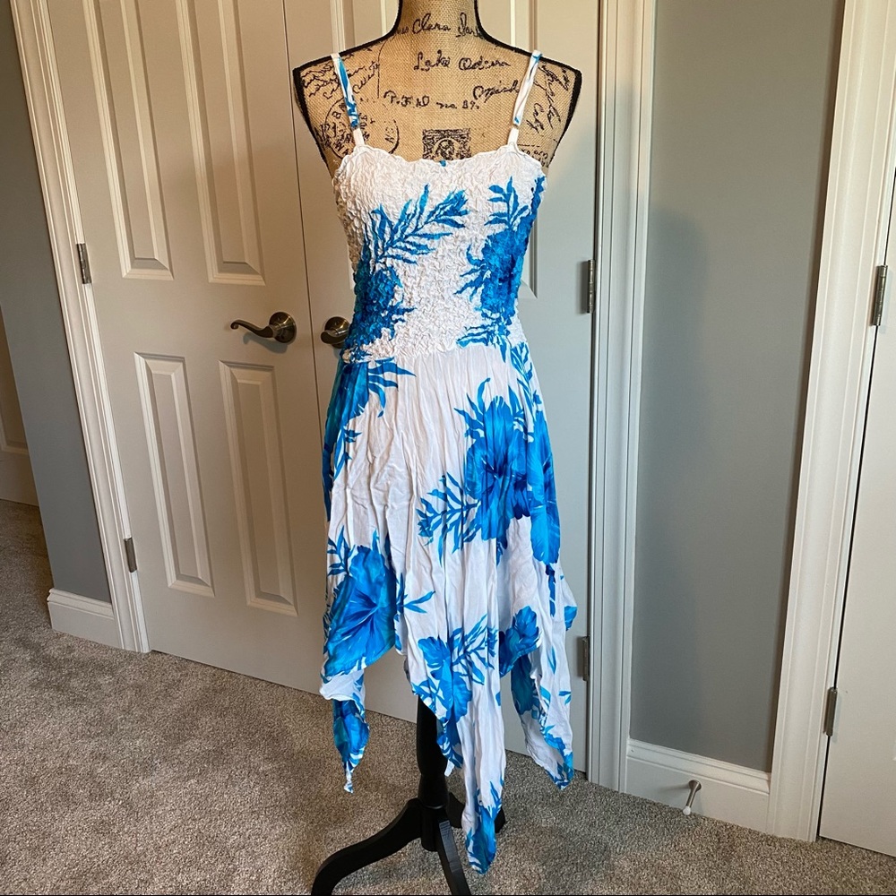 Airy blue and white beach dress